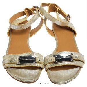 Marc by Marc Jacobs Silver Metallic Finish Leather Flat Sz 7